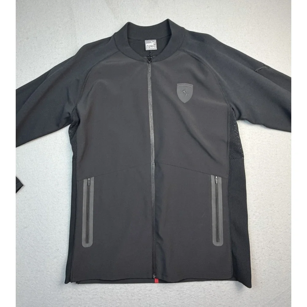 Ferrari Track Jacket Mens XL Black Puma F1 Racing Car Motorsport Shield Full Zip
